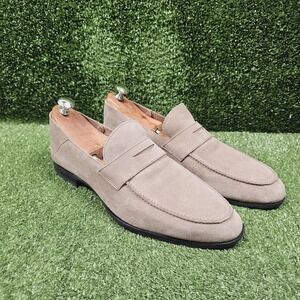 Elegant Men's Beige Suede Slip-On Loafers